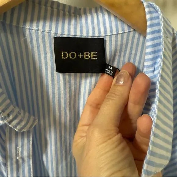 DO+BE Sailor Tie Front  White and Blue Stripped Midi Dress M NWT - Picture 5 of 13